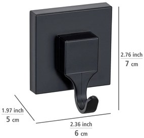 Fekete öntapadós műanyag akasztó szett 2 db-os Quadro – Wenko