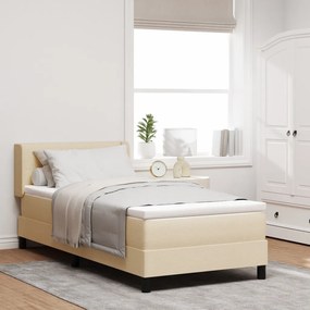Boxspring Ágy Matraccal, Krém szín, 90 x 200 cm, Szövet.