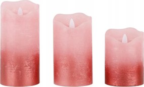 Led gyertyák fémes bevonattal, 3 darabos készlet