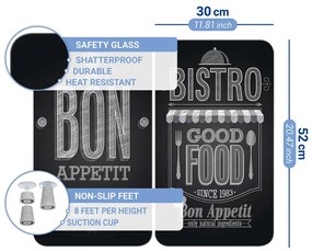 Edzett üveg tűzhely fedőlap szett 2 db-os 30x52 cm Bon Appetit – Wenko