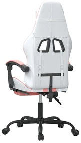 fehér és rózsaszín műbőr forgó játékszék lábtartóval