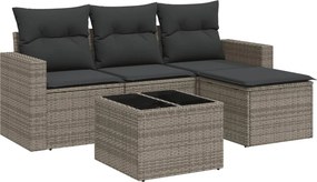 vidaXL 5 részes szürke polyrattan kerti ülőgarnitúra párnákkal