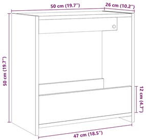 Oldalasztal Régi fa 50x26x50 cm Gépelt fa