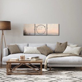Kép - Madárcsapat (órával) (90x30 cm)