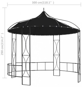 vidaXL antracitszürke kerek pavilon 300 x 290 cm