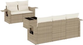 vidaXL 6 részes bézs polyrattan kerti ülőgarnitúra párnával