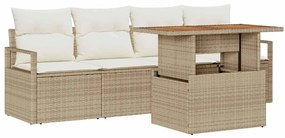 vidaXL Kerti Kanapé Szett párnával 5 pcs bézs és krémszínű