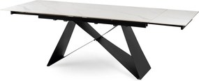 Kihúzható kerámia étkezőasztal 160–240 cm méretben, fehér márvány/fekete színben VICTOR