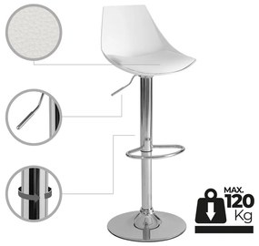 Fehér bőr utánzat állítható magasságú bárszék szett 2 db-os (ülésmagasság 56,5 cm) – Casa Selección
