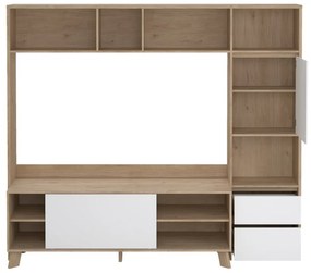 Fehér-natúr színű nappali bútor szett tölgyfa dekorral 209x183x48 cm Next – Tvilum