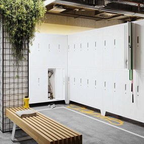 10 ajtós BHP fém öltözőszekrény BARTEK 1360 x 1720 x 450 mm, fehér