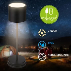Briloner 7521015 - SIGO LED fényerőszabályozható asztali lámpa 2,5W/5V IP44 2600 mAh fekete