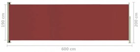 piros behúzható oldalsó terasznapellenző 200 x 600 cm