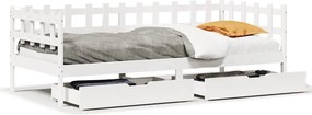 vidaXL fehér tömör fenyőfa kanapéágy fiókokkal 90 x 200 cm