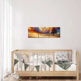 Kép – Fa a mezőn (órával) (90x30 cm)