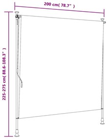 kék és fehér szövet és acél kültéri roló 200 x 270 cm