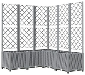 világosszürke PP rácsos kerti ültetőláda 120 x 120 x 136 cm