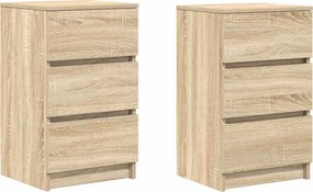 vidaXL 2 db sonoma tölgy éjjeliszekrények 3 fiókkal 39x35x65 cm