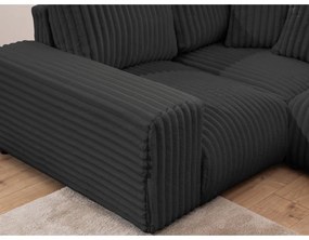 Sötétszürke kordbársony sarokkanapé (bal oldali-U alakú) Justin – Ropez