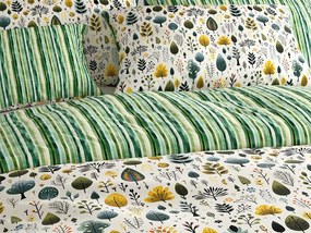 Fa minta krep ágyneműhuzat szett TREEVELLA POLY zöld + jersey lepedő 180 x 200 cm fehér, franciaágyra