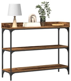Konzol Asztal Régi Fa 100x30x80 cm Üvegszálas Fa és Acél