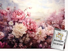Fotótapéta Flizelina Természet Kert Virágágyás Bazsarózsa Peonie 200x140 ragasztó