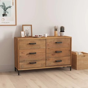 barna tömör újrahasznosított fenyőfa tálalószekrény 110x35x70cm