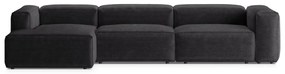 Sötétszürke kordbársony sarokkanapé (bal oldali-heverő résszel) Bergano – Cosmopolitan Design