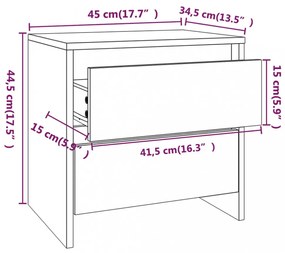 fekete forgácslap éjjeliszekrény 45 x 34,5 x 44,5 cm