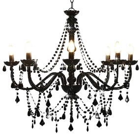 vidaXL fekete csillár gyöngyökkel és 8 db E14 égővel