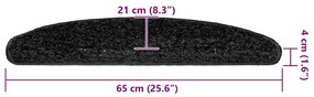 30 db fekete lépcsőszőnyeg 65x21x4 cm