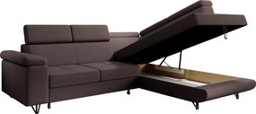 Kinyitható ülőgarnitúra, barna, jobbos, JOGI ROH
