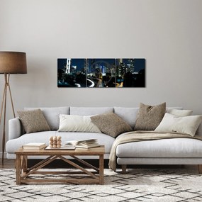 Éjszakai metropolisz képe (órával) (90x30 cm)