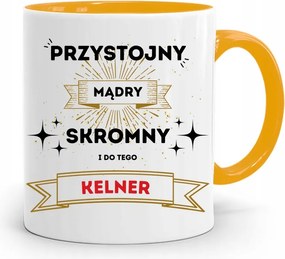 Pincérnek Bögre Sárga Jóképű Okos Szerény fényképes nyomtatással