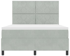 Boxspring Ágy Matrac Fény Szürke 160x200 cm Bársony
