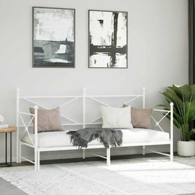 Daybed with Trundle without Mattress White 90x190 cm acél