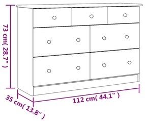 ALTA tömör fenyőfa komód 112x35x73 cm