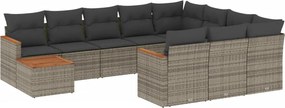 vidaXL 11 részes szürke polyrattan kerti ülőgarnitúra párnákkal