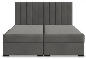 Agen ágy, bársony, 160 x 200, ágyneműtartóval, sötétszürke