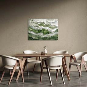 Üveg kép - Zöld és fehér fodrok (70x50 cm)