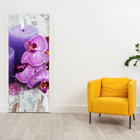 Fotótapéta ajtóra - Orchideák és gyertyák (95x205cm)