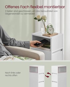 Keskeny éjjeliszekrények, 2 darabos szett,2 fiókkal balra vagy jobbra szerelhető, felhő fehér