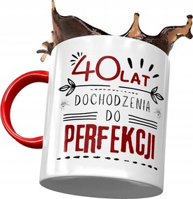 Piros Bögre Születésnapra 40 40-es 40-es Ajándék Nyomtatott Fotóval