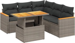 vidaXL 6 részes szürke polyrattan kerti ülőgarnitúra párnákkal