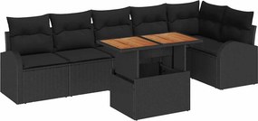 vidaXL Kerti Kanapé Szett párnával 7 pcs Fekete