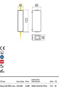 REDO 90419 ACE Modern Kültéri Fali Lámpa LED IP54