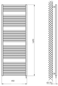 Aqualine - Fürdőszobai elektromos radiátor TONDI-E 600W/230V 169 cm matt fekete