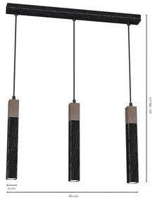 Csillár zsinóron SOLO 3xGU10/MR11/40W/230V fekete