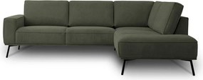 Sötétzöld zsenília sarokkanapé (jobb oldali-L alakú) Amsterdam – Scandic