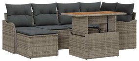 vidaXL Kerti Kanapé Szett tárolóval 7 pcs Szürke Poli rattan